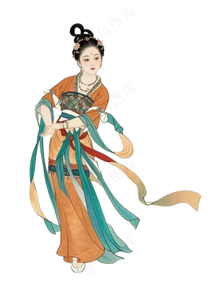 免抠工笔画中国风舞蹈人物