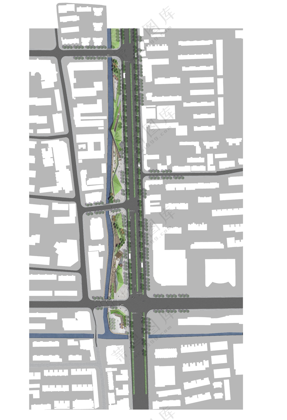 街道绿地鸟瞰图