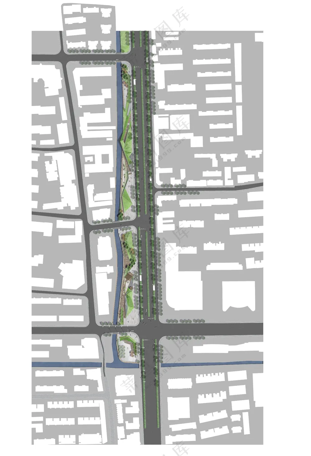 街道绿地鸟瞰图