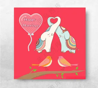 婚礼元素鸟结婚大象