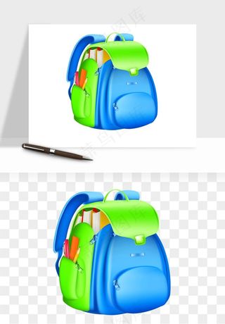 卡通书包背包双肩包png免抠