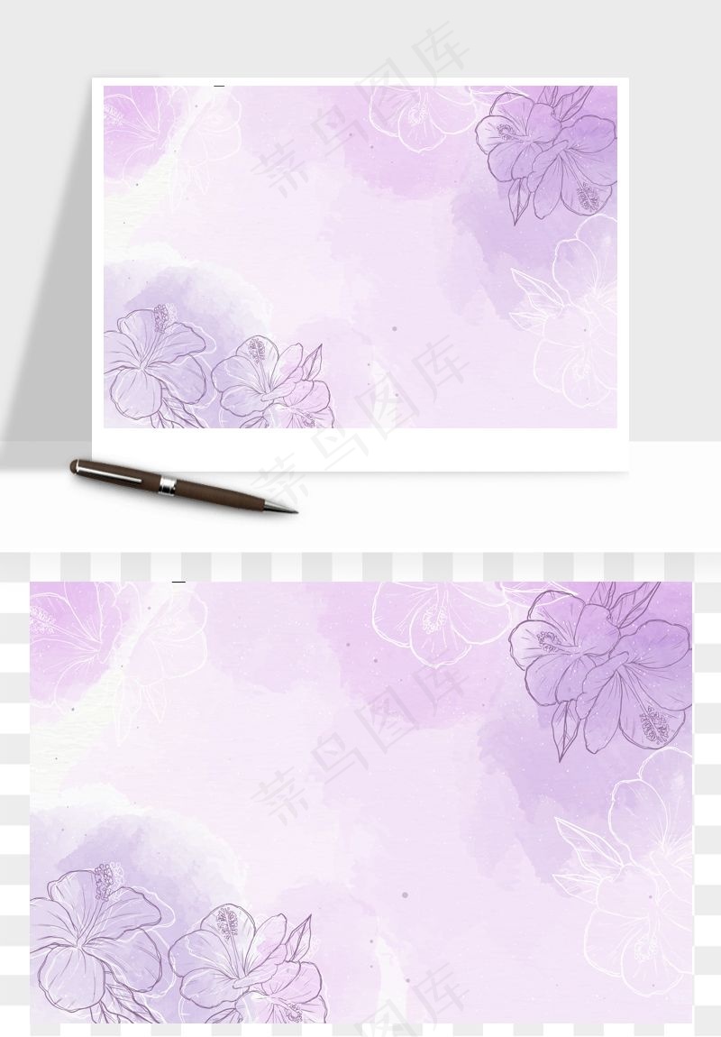 水彩花卉手绘矢量背景