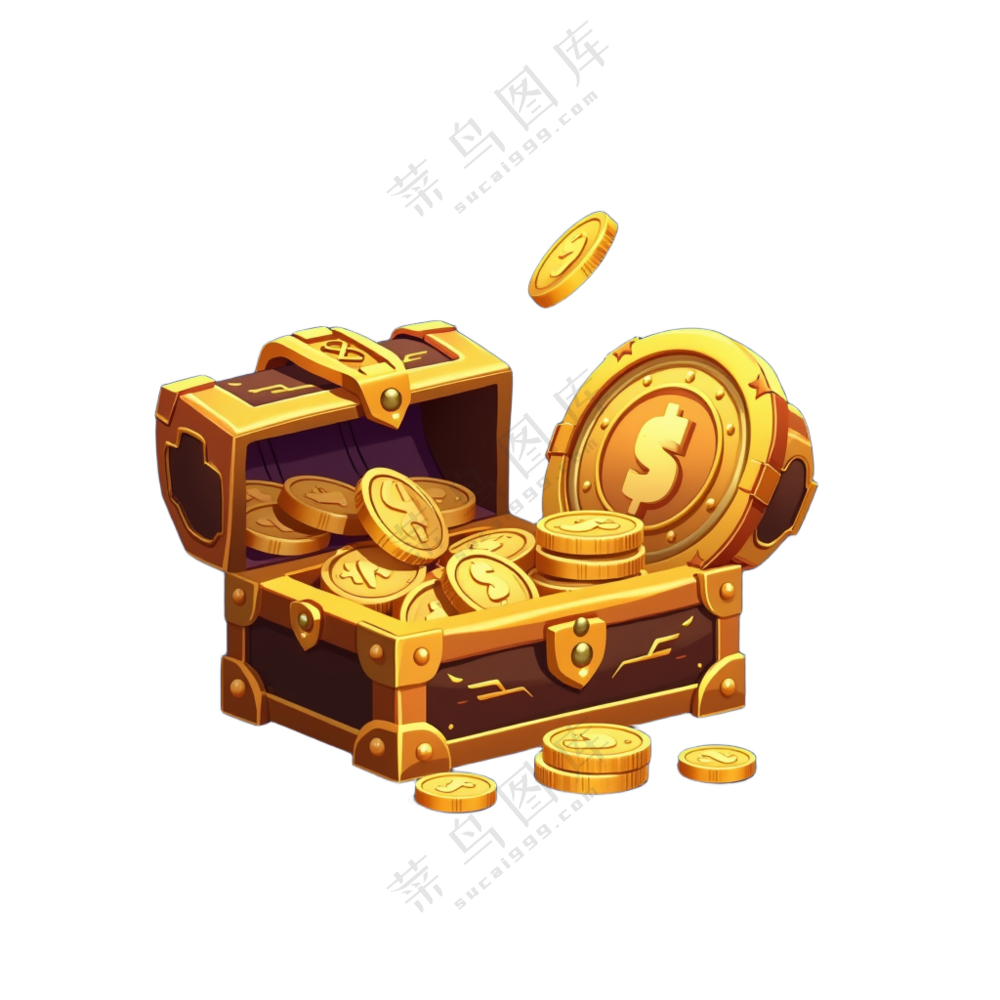 宝箱金币素材