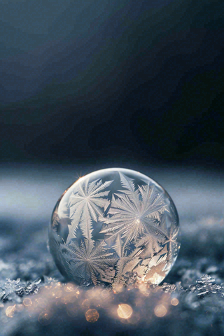 冬天结霜结冰的雪花霜降立冬摄影图