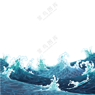 波涛汹涌海面浪花元素装饰免抠素材