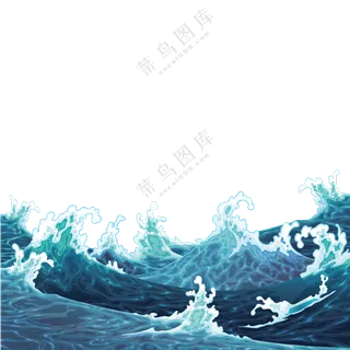 波涛汹涌海面浪花元素装饰免抠素材