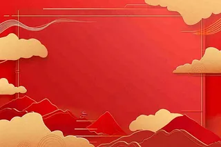 中国风红色祥云新年喜庆元旦插画背景