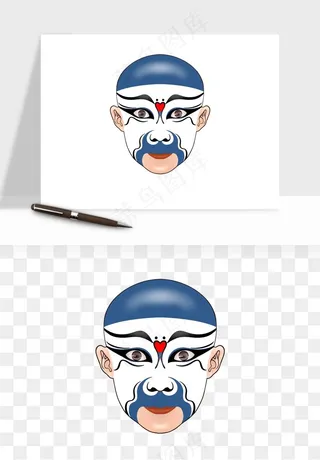 手绘戏剧脸谱卡通面具png免抠