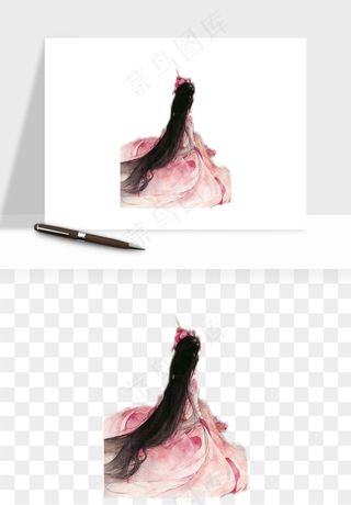 古风美人女子背影png免抠