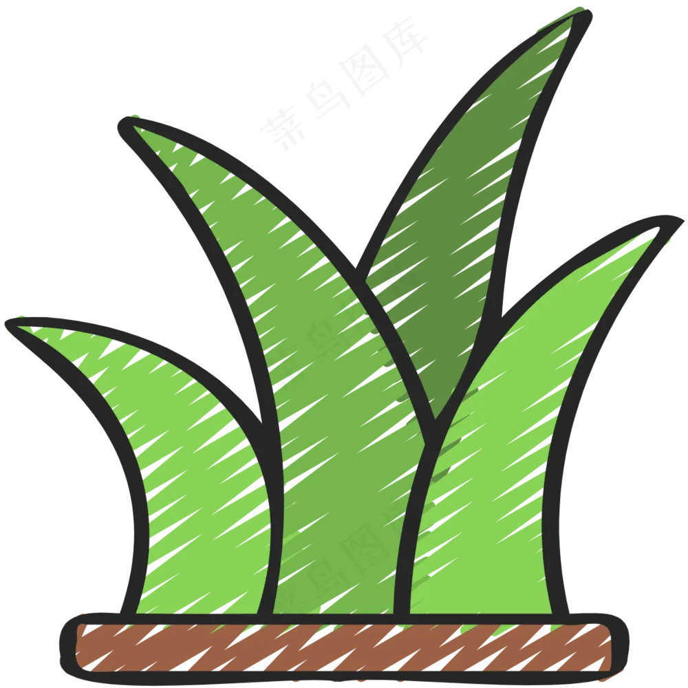 一棵草 铅笔手绘图标icon