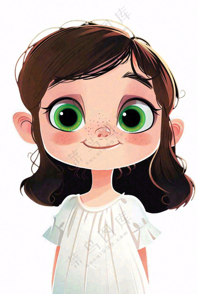 可爱的女孩儿童人物卡通插画免抠