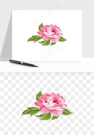 手绘国潮牡丹花花卉图案png免抠