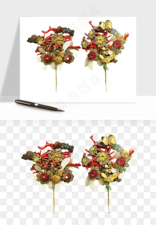 古风发簪头饰配饰png免抠