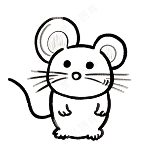 黑色  简笔画  免抠  小老鼠