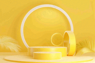 电商促销简约立体几何海报背景电商C4D展台背景