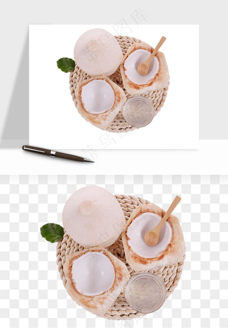 椰子椰果水果png免抠