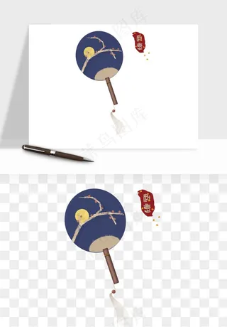 古风扇子元素png免抠