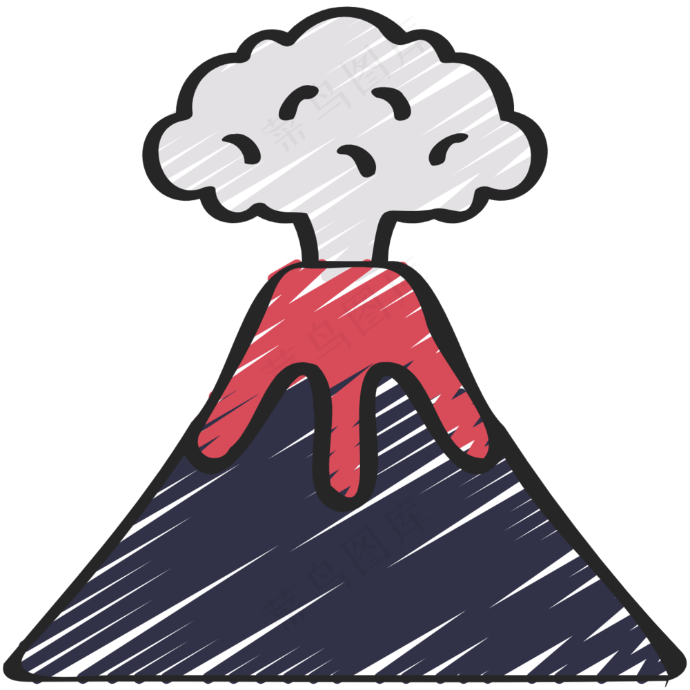 火山喷发 铅笔手绘图标icon