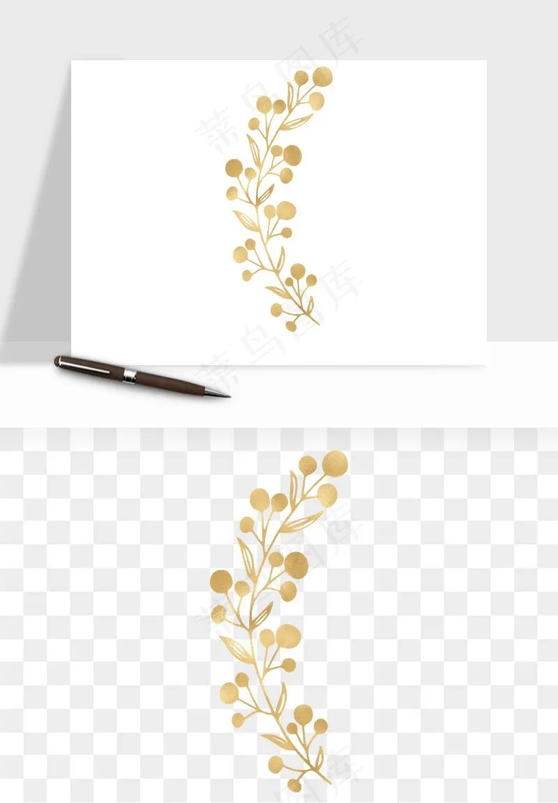 金色植物花环边框png免抠 金色植物花环边框png免抠