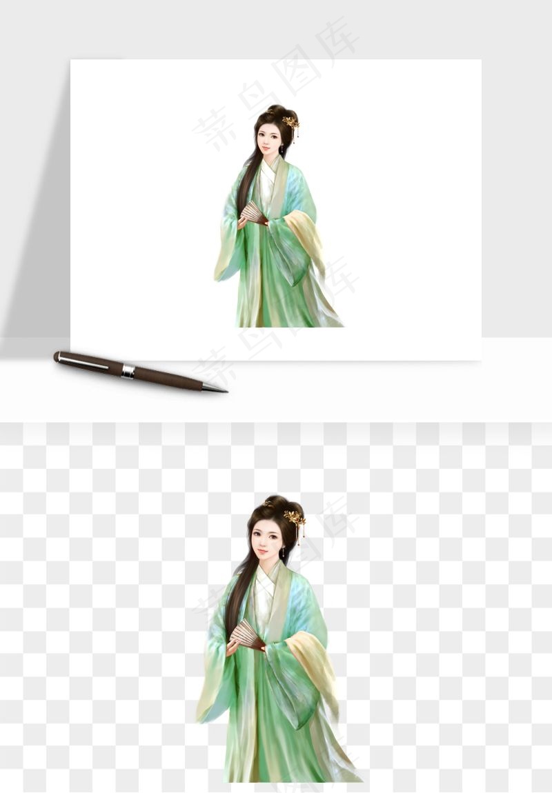 古风美人女子背影png免抠