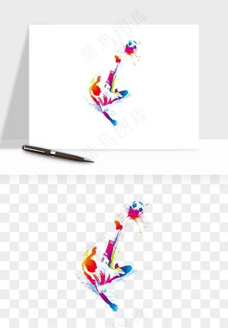 手绘踢足球运动人物png免抠