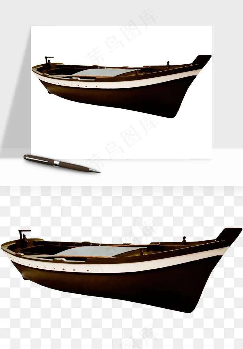 手绘木船小船png免抠