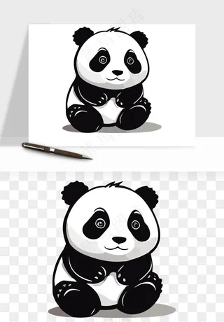 熊猫国宝手绘png免抠
