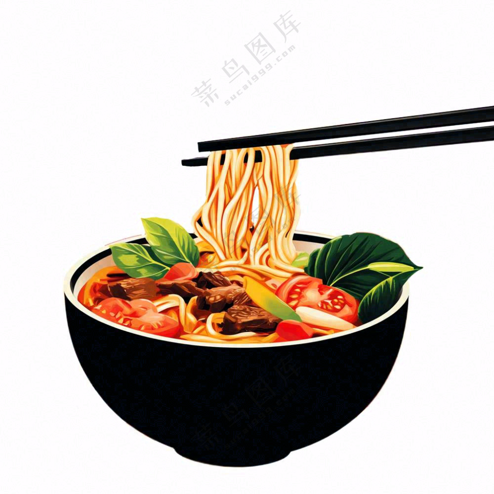 红烧牛肉面香辣美食插画免抠