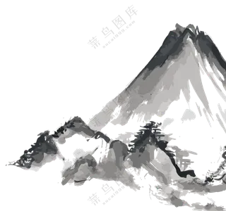 水墨手绘绘画创意高山免抠图片素材