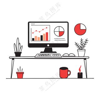 简约线条工作台电脑桌面