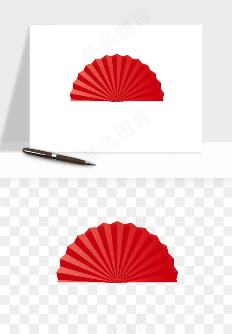 古风扇子元素png免抠