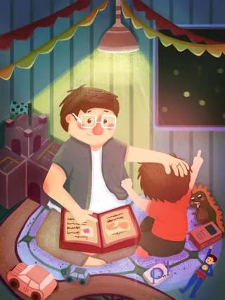 暖色调温暖风父亲节插画模板