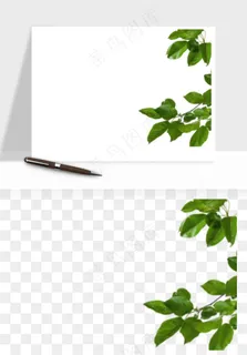 绿叶虚化前景树枝png免抠