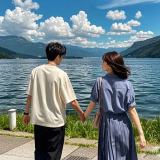 湖边散步的情侣2