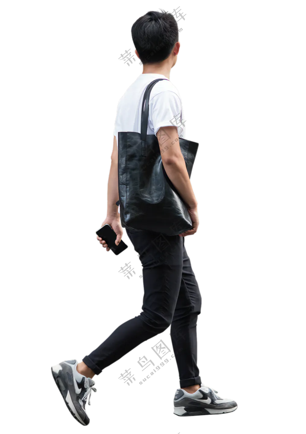 免抠时尚背包行走行人