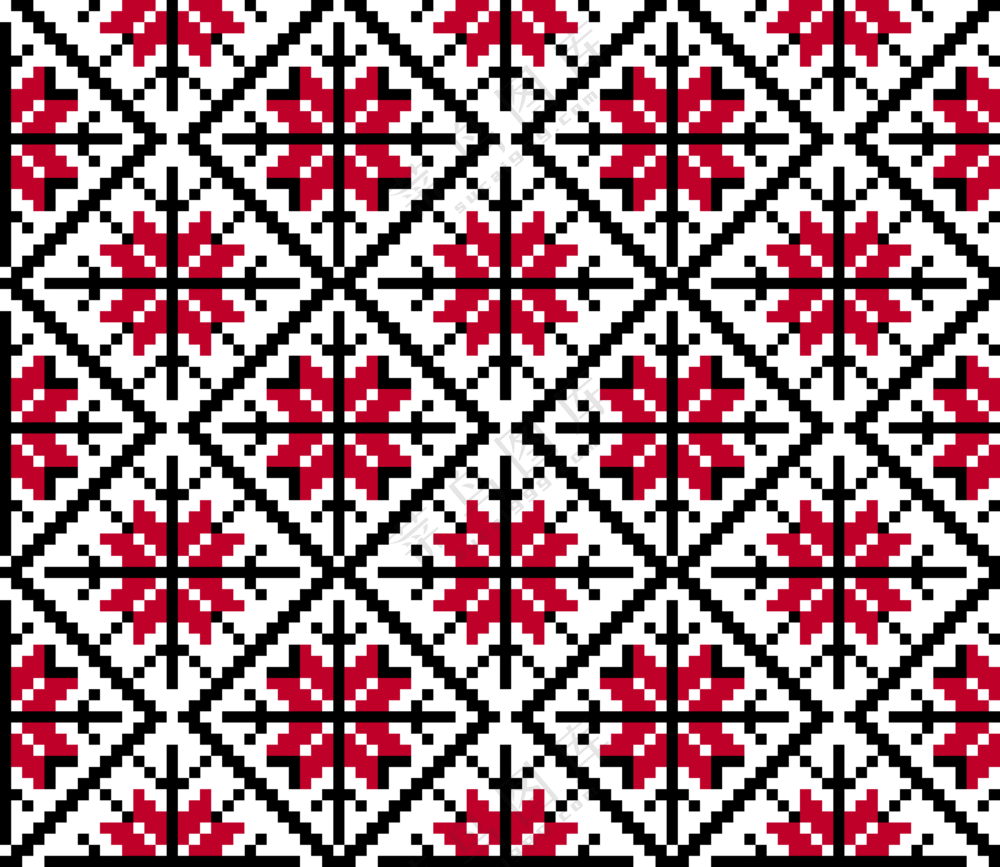 针织刺绣像素效果无缝图案免抠素材