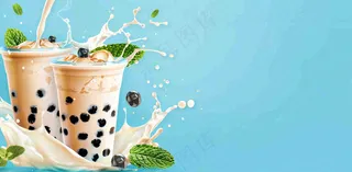 夏日饮品饮料清凉背景