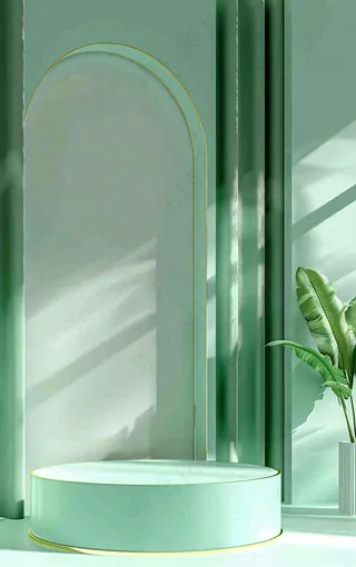 美妆护肤3d展台清新背景