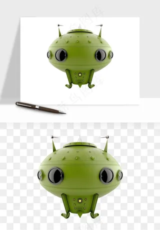 立体飞碟UFO外星人飞船png免抠