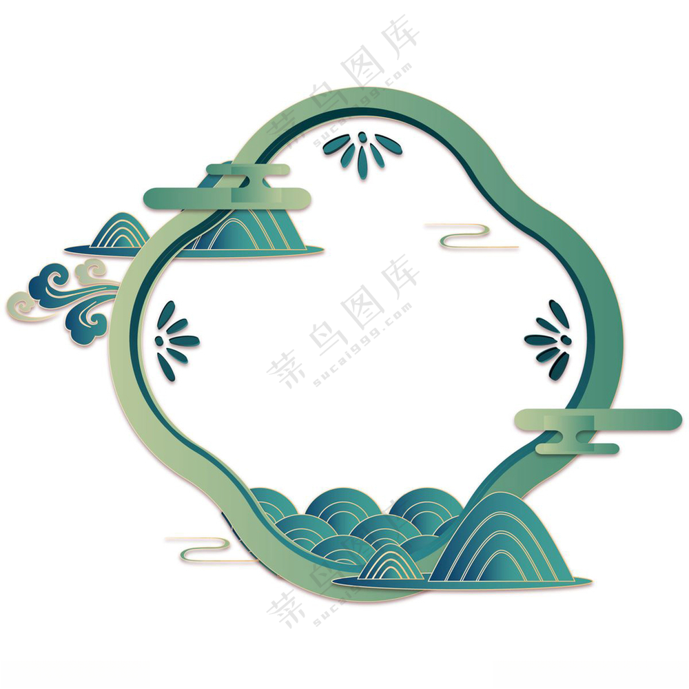 中式文化墙 古典花格 国潮边框古典花格设计