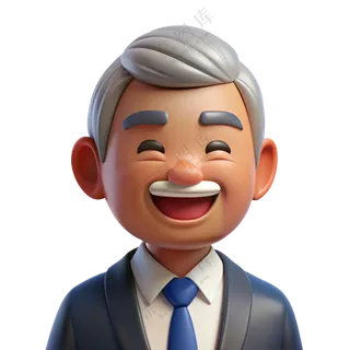 立体3D人物开心职场老人 免扣素材 PNG 透明背