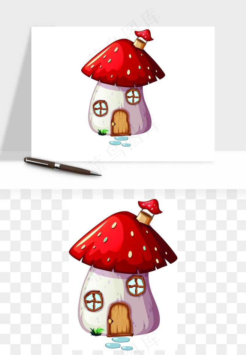 卡通蘑菇房子矢量png免抠图