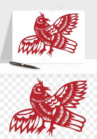 传统花鸟动物剪纸png免抠