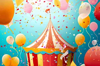 游乐园马戏团彩带气球愚人节卡通插画背景