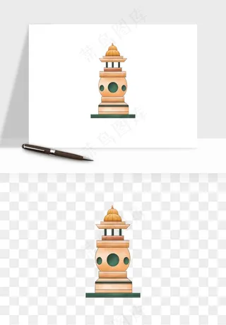 国潮风古建筑古楼古塔鼓楼psd,png免抠图