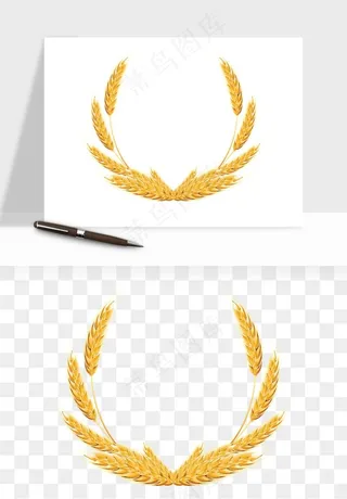 边框橄榄桂枝麦穗奖章png免抠