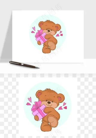 手绘小熊矢量png免抠