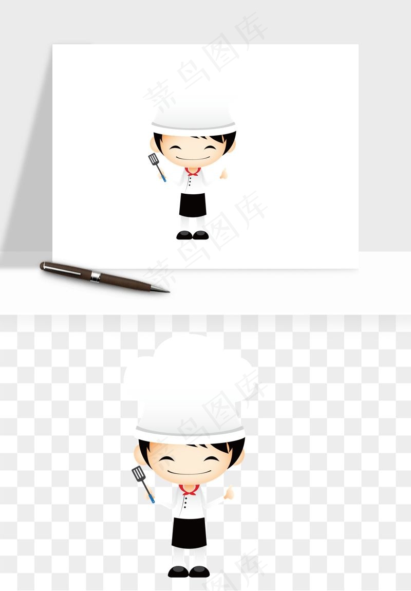 手绘厨师大厨png免抠