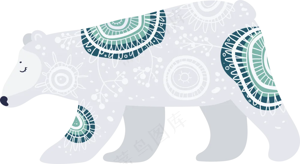 可爱北极熊  波西米亚风格花纹小动物