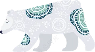 可爱北极熊  波西米亚风格花纹小动物
